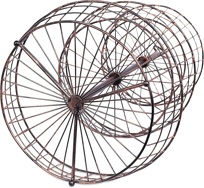 BIRDROCK HOME 3 Tier Wire Fruit Basket | Round Metal Standing Baskets | Fruit Vegetable Garlic Caddy | Freestanding Rustic Decorative Basket