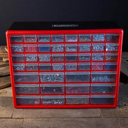 Storage Drawers-44 Compartment Organizer Desktop or Wall Mountable Container for Hardware, Parts, Craft Supplies, Beads, Jewelry, and More by Stalwart