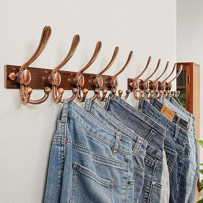 Dseap Coat Rack Wall Mount 2.0 Pro: Heavy Duty 300% Thicker, 16" Stud Mount, Stainless Steel Wall Coat Hooks Hanger for Clothes Jackets Hats Entryway Closet, MaxStrong Series, Antique Copper