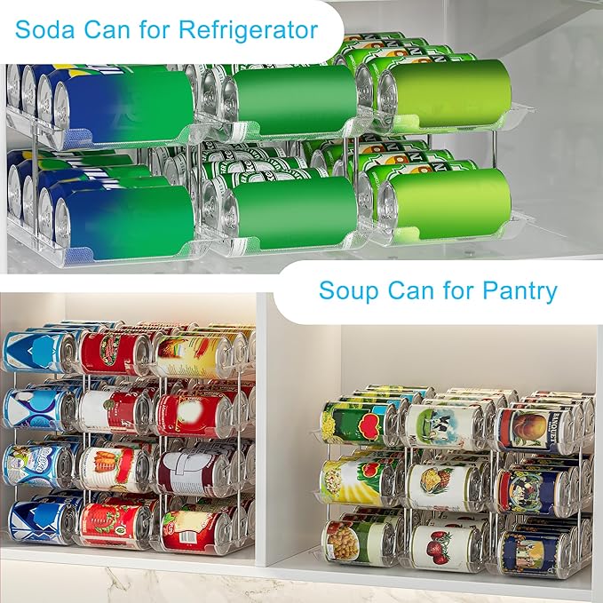 STORICANS Can Organizer For Pantry, Adjustable Height And Width Canned Goods Organizer, Soup Can Organizer Holds Up to 60 Cans for Kitchen Cabinet or Refrigerator(CLear 5 Tier)