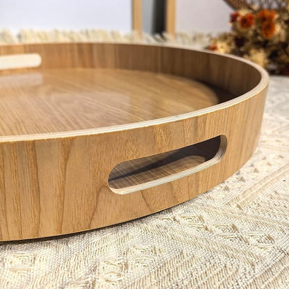 i-lan 16" Wooden Lazy Susan Turntable Tray – 360° Rotating with Handles, High Edges & Non-Slip Base – Thoughtful Gift for Housewarming, Wedding or Christmas – Fits Kitchen, Dining & Living Room