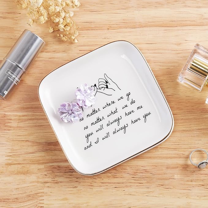 PUDDING CABIN Friend Gifts for Women —No Matter Where We Go, No Matter What We Do, You Will Always Have Me, and I Will Always Have You! —Gifts For Friends Going Away Friendship Ceramic Ring Dish