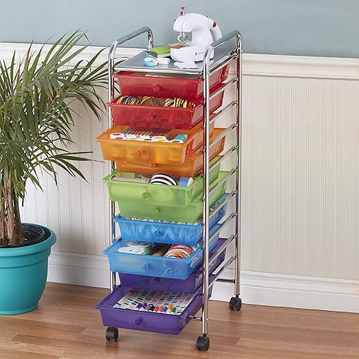 ECR4Kids 10-Drawer Value Mobile Oraganizer, Storage Cart, Assorted