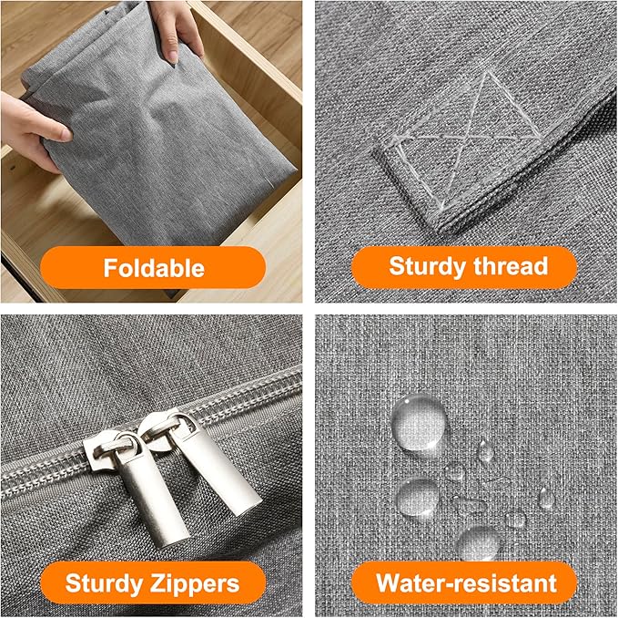Karceyworth 3 Pack 105L Comforter Storage Bags, Extra Large Bedding Storage Bags with Card and Clear Window, Reinforced Handles & Zippers, Foldable Closet Organizers for Blanket Pillow Clothes
