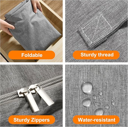 Karceyworth 3 Pack 105L Comforter Storage Bags, Extra Large Bedding Storage Bags with Card and Clear Window, Reinforced Handles & Zippers, Foldable Closet Organizers for Blanket Pillow Clothes
