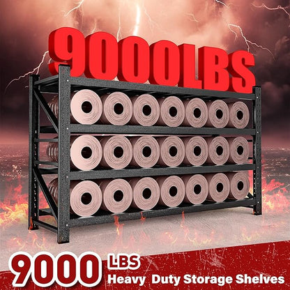 9000LBS Heavy Duty Garage Shelving Units,75" Wide & Deep Storage Shelves,Metal Garage Shelves,Large Storage Rack,Steel Shelf,Industrial Shelving for Shop,Warehouse,Basement,75" W x 24" D x 70" H