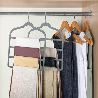Velvet Pants Clothes Hanger Space Saving Non Slip Pants Shorts Hanger, Myfolrena Jeans Slack Trousers Hangers Multiple Velvet Hanger Closet Storage and Organization for Jeans,Scarf,Tie(Grey, 3)