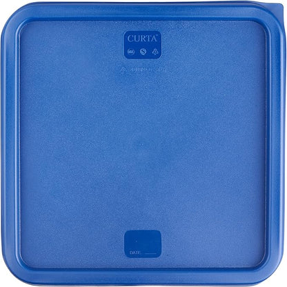 CURTA 4 Pack Food Storage Containers with Blue Lids - NSF Listed Commercial Grade in 22.0 Qt - Square, Clear, Polycarbonate