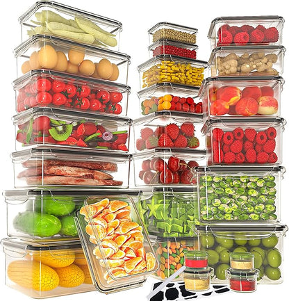 GEIKR 52 PCS Large Food Storage Containers with Lids Airtight, BPA-Free Leakproof Plastic Meal Prep Containers Reusable,Microwave & Dishwasher & Freezer Safe,Includes Labels & Pen