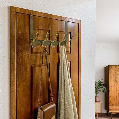 SKOLOO Over The Door Hook, Door Hanger Hooks for Hanging Clothes, Towels, Coats, Hats, Over The Door Towel Hook - Pack of 2, Bronze, Assembly Required