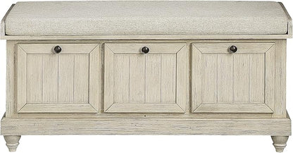 Lexicon Berryessa Lift-Top Storage Bench, Distressed White