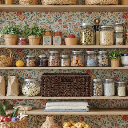 GRANNY SAYS Wicker Storage Baskets for Shelves, Waterproof Wicker Baskets for Organizing, Woven Basket for Shelves, Decorative Basket for Pantry, Brown