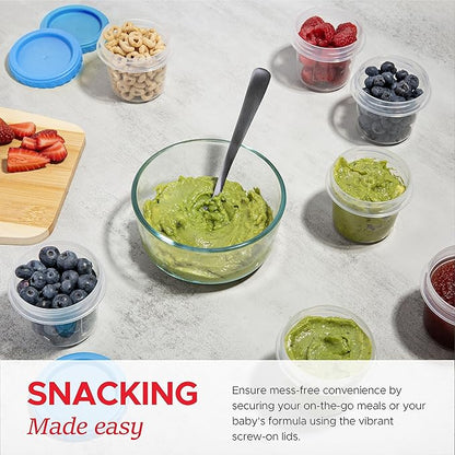 Tafura 4 Oz. Small Containers with Lids [12 Pack] Snack Containers with Twist Top Lids | Condiment Storage for Puree, Snacks, and More | Reusable Small Plastic Food Storage, BPA Free