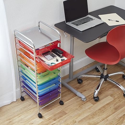 ECR4Kids 10-Drawer Value Mobile Oraganizer, Storage Cart, Assorted