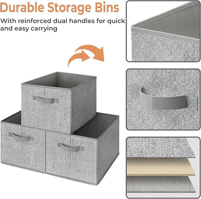 GRANNY SAYS Closet Storage Bins, Storage Baskets for Organizing, Fabric Storage Bins with Handles, Clothing Storage Containers for Organization Wardrobe, Gray, Extra Large, 3-Pack