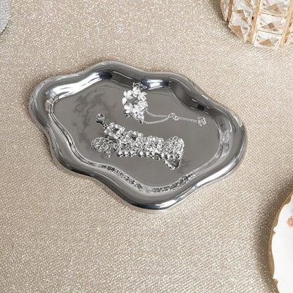 Lynagert Cloud Trinket Dish, Chubby Jewelry Tray, Ceramic Jewelry Ring Trinket Dish for Rings Earrings Necklace Organizer, Mother's Day Thanksgiving Christmas Birthday Bridesmaid Gifts (Silver)