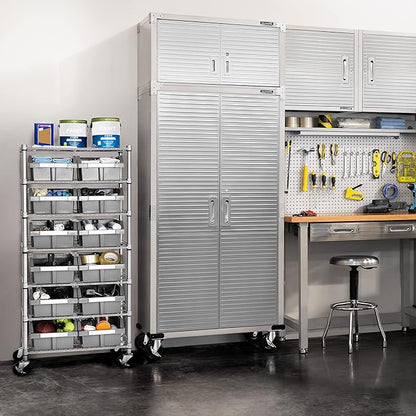 Seville Classics Heavy Duty NSF Bin Rack Solid Steel Wire Shelving Storage Unit, Patented Organizer for Garage, Warehouse, Office, Restaurant, Classroom, Kitchen, Gray, Includes 12 Bins