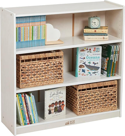 ECR4Kids Wooden Classic Bookcase with Adjustable Shelves, 36in, Classroom Bookshelf, White Wash