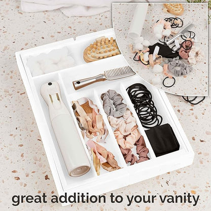Masirs Expandable Bamboo Kitchen Drawer Organizer - Adjusts to Fit Drawer Size, Ideal for Silverware, Utensils, and Office Supplies, Durable Bamboo Construction
