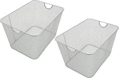 YBM HOME Kitchen Pantry Organizer Wire Basket for Shelves, Cabinets, Pantry, Countertop, Mesh Open Storage Bin Metal Basket for Organizing Food Supplies 14 x 10 x 9, Pack of 2, Silver