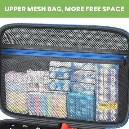 ALKOO Battery Organizer Storage Holder Case Box with Tester Checker BT-168. Holds 136+ Batteries AA AAA C D Cell 9V 3V Lithium (Blue)