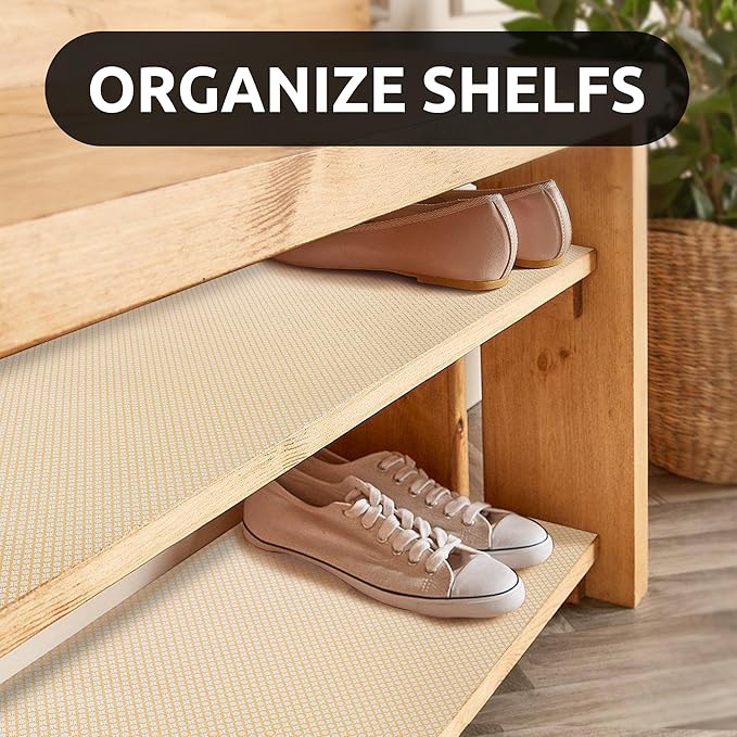 RAY STAR 18X96 Inch Shelf Liner for Kitchen Cabinets, Non-Adhesive Cabinet Liner Washable, PVC Drawer Liner for Dresser Non-Slip Bathroom (Yellow Circle)(1 Roll)