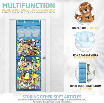 Honeyera Storage for Stuffed Animal - Over Door Organizer for Stuffies, Baby Accessories, and Toy Plush/Easy Installation with Breathable Hanging Pockets