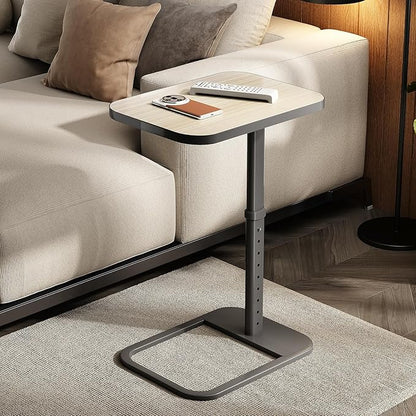 Kitstorack Upgraded TV Tray Table with Panel Lock, Adjustable Height & 90° Flip-Over Design, Sofa Arm End Side Table for Eating, Dinner, Snack, Laptop, Couch, Bed, Chair or Small Spaces, Gray