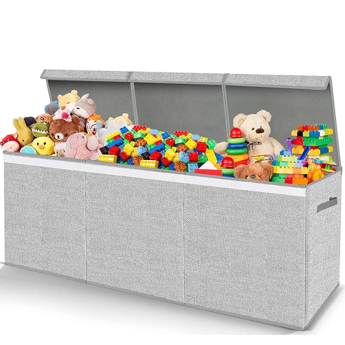 Extra Large Toy Box for Girls Boys - Collapsible Kids Toy Chest Boxes Organizers and Storage for Livingroom,Playroom,Closet 35.8"x12.6"x16"(Grey)