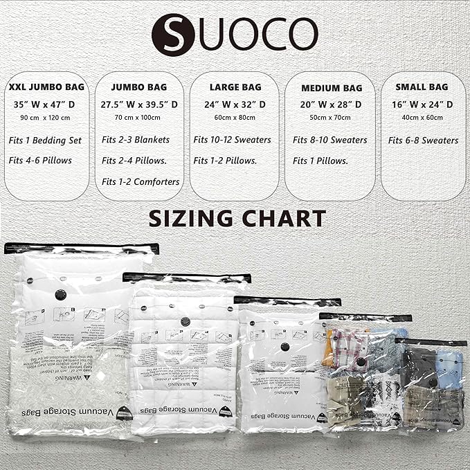 8 Large Vacuum Storage Bags, Compression Packing Seal Space Saver Cubes for Clothing Bedding Blankets Pillows