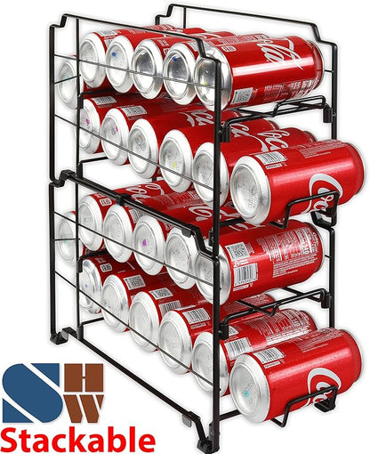 Simple Houseware Stackable Beverage Soda Can Dispenser Organizer Rack, Bronze - 2 Pack