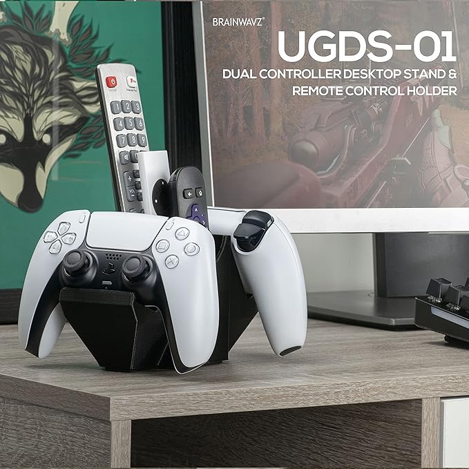 Dual Game Controller & Storage Desktop Holder, Universal Design for Xbox ONE PS5 PS4 PC Gamepads, Reduce Clutter, UGDS-01 by Brainwavz