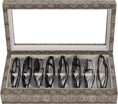 OYOBox Maxi Luxury Eyewear Organizer, Wood Box for Glasses + Sunglasses, Exotic Print Collection