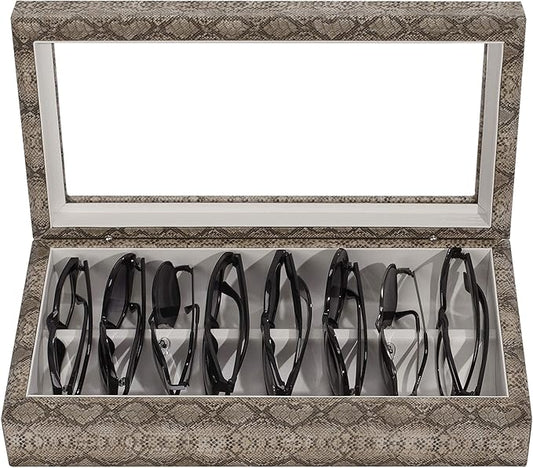 OYOBox Maxi Luxury Eyewear Organizer, Wood Box for Glasses + Sunglasses, Exotic Print Collection