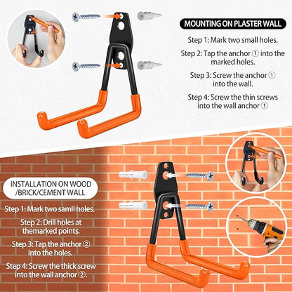 28 Pack Garage Hooks Heavy Duty - Garage Storage and Organization Ladder Hooks with Non Slip PVC Coating for Hanging Bike，Ladder，Garden Tools，Hose