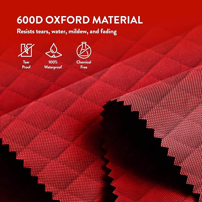 ZOBER 600D Oxford Fabric Large Rolling Christmas Tree Storage Bag - Fits 9 Ft Artificial Trees - Waterproof Christmas Tree Bag For Storage Box For Xmas, Durable Handles and Wheels - Quilted Red