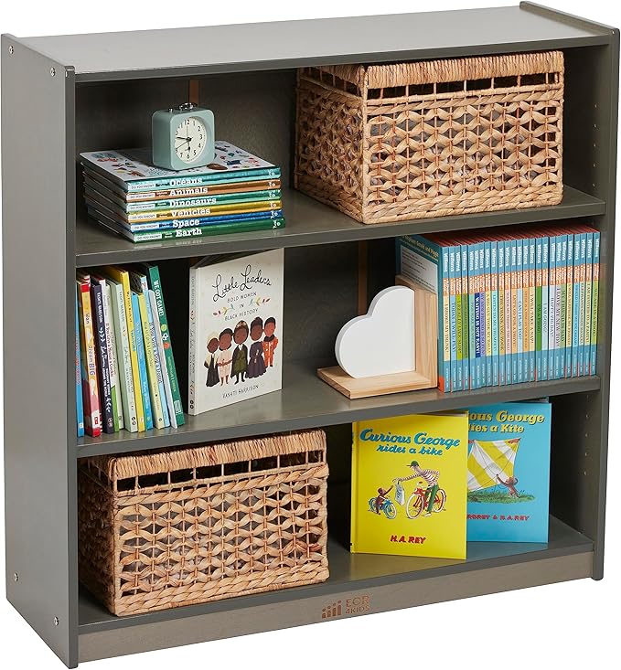 ECR4Kids Wooden Classic Bookcase with Adjustable Shelves, 36in, Classroom Bookshelf, Grey Wash