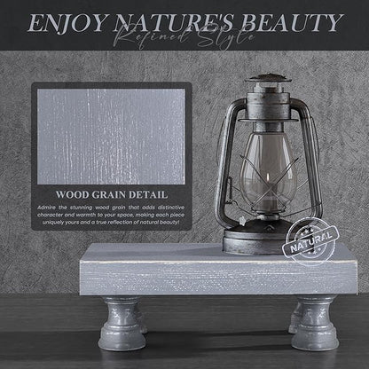 EOSAHR Pine Wood Risers for Decor for Kitchen Sink & Small Vanity - Versatile Risers Display Stands for Bathroom Decor - Chic Sponge Holder and Perfume Organizer (Gray, 8.5")
