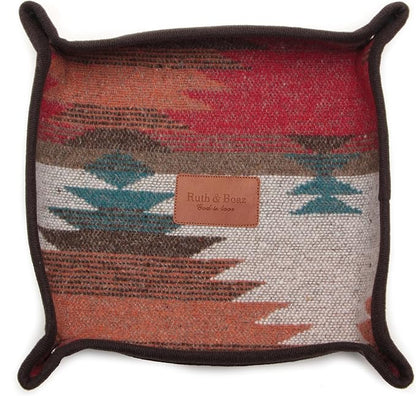 Ruth&Boaz Wool Fabric Valet Tray | EDC Tray | Lay Plat Wool Tray Suitable for Travel 8x8 inches(M-orange)