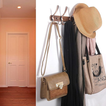 WEBI Coat Rack Wall Mount,Coat Hanger Wall,Coat Hooks Wall Mount,Wall Coat Rack,Hook Rack Rail,5 Triple Hooks for Hanging Coats,Jacket,Clothes,Antique Copper