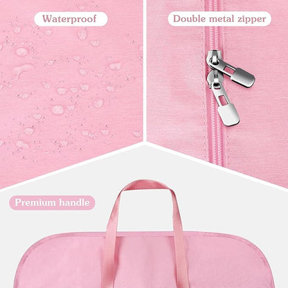 60 Inch Heavy Duty Tear Resistance Wedding Dress Bag for Wedding Travel, Waterproof Dress Cover for Closet Wardrobe. Garment Bag for Gowns, Tuxedos, Dress, Long Coats. Pink, 60 Inch.