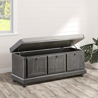 Lexicon Berryessa Lift-Top Storage Bench, Distressed Dark Gray