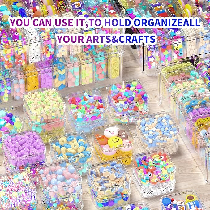 Bead Organizer Box 120 Pcs, 4-Tier Large Capacity Stackable Bead Storage Containers, Portable Plastic Craft Organizers for Jewelry Making, Bracelets, DIY, Nail Art Charms
