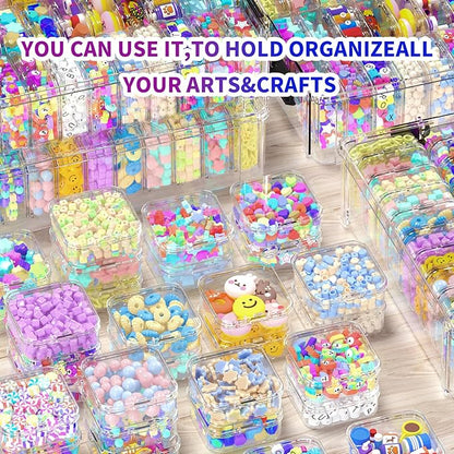 Bead Organizer Box 120 Pcs, 4-Tier Large Capacity Stackable Bead Storage Containers, Portable Plastic Craft Organizers for Jewelry Making, Bracelets, DIY, Nail Art Charms