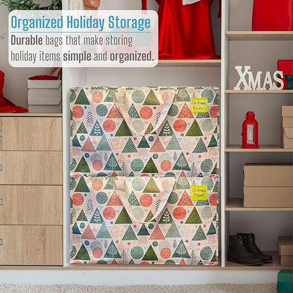 VENO 4 Pack Moving Bags and Large Christmas Decoration Storage Bins with lids. Alternative to Moving Boxes, Packing Supplies for College. Heavy Duty Totes (Pastel Forest, 4 Pack)