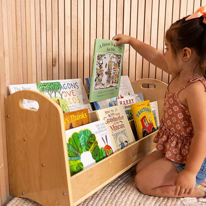 ECR4Kids 3-Shelf Floor Book Display with Handles, 36in, Childrens Furniture, Natural