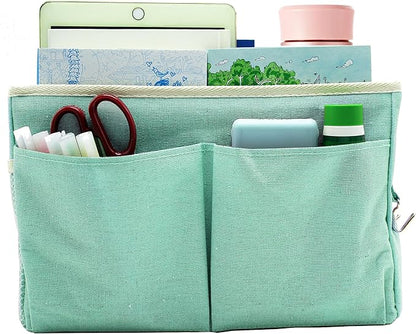 Someteth Bedside Caddy Bedside Hanging Storage Basket Multi-Function Organizer Caddy for Bunk and Hospital Beds Dorm Rooms Bed Rails, Can be Placed Glasses Books Mobile Phones(Green)