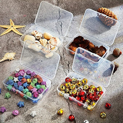 SATINIOR 24 Packs Small Clear Plastic Beads Storage Containers Box with Hinged Lid for Storage of Small Items, Crafts, Jewelry, Hardware (3.7 x 2.5 x 1 Inches)