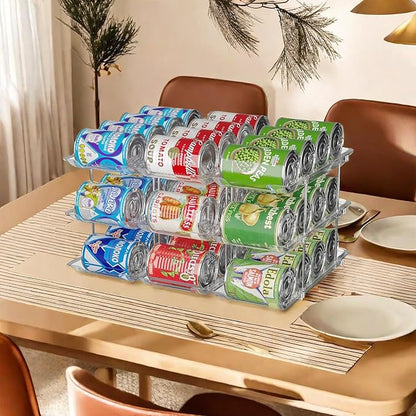 Jsyrjing Can Organizer for Pantry Free Combination Can Dispenser, Clear Thickened 3-Tier Storage Rack for 36 Cans Suitable for Cabinet Pantry Fridge Countertop (3 * 3)