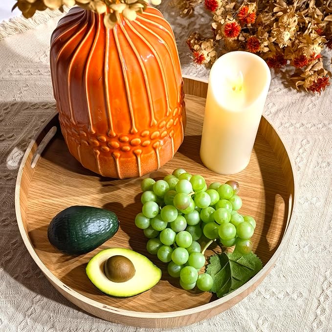 i-lan 16" Wooden Lazy Susan Turntable Tray – 360° Rotating with Handles, High Edges & Non-Slip Base – Thoughtful Gift for Housewarming, Wedding or Christmas – Fits Kitchen, Dining & Living Room